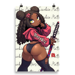 Pink Blade Kunoichi Paper Print